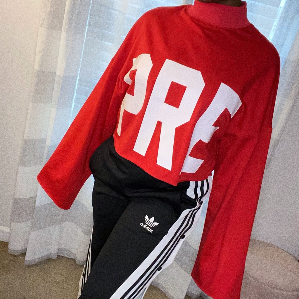 Slogan Oversized Mock Turtleneck Shirt